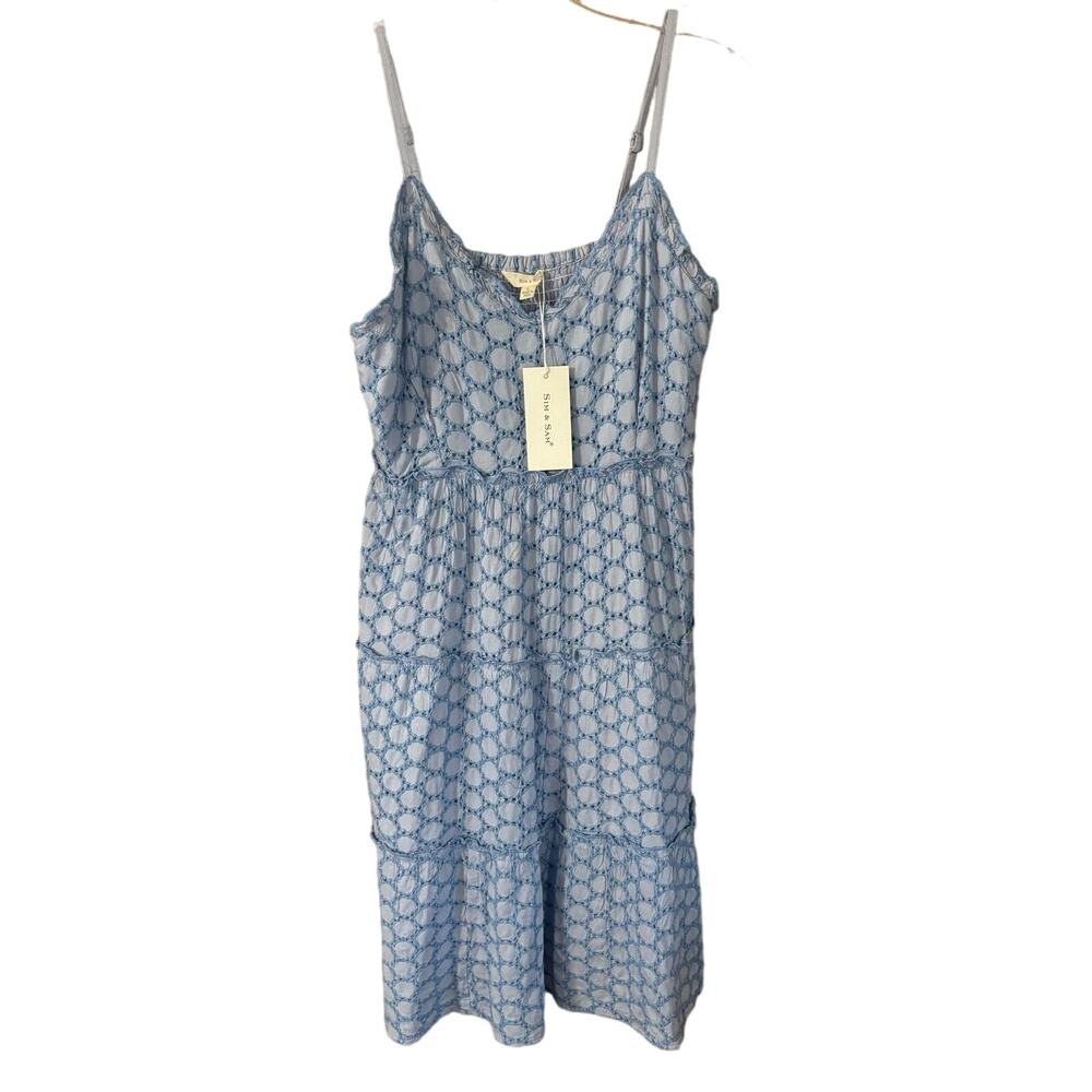 Light Blue Lace Midi Dress with Spaghetti Straps